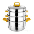 Multi- purpose three layers capsuled bottom food steamer pot